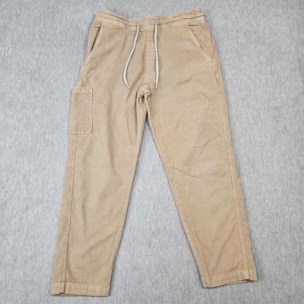 Levi's Premium Pants Mens M (30x28) Beige Corduroy Drawstring Elastic Waist